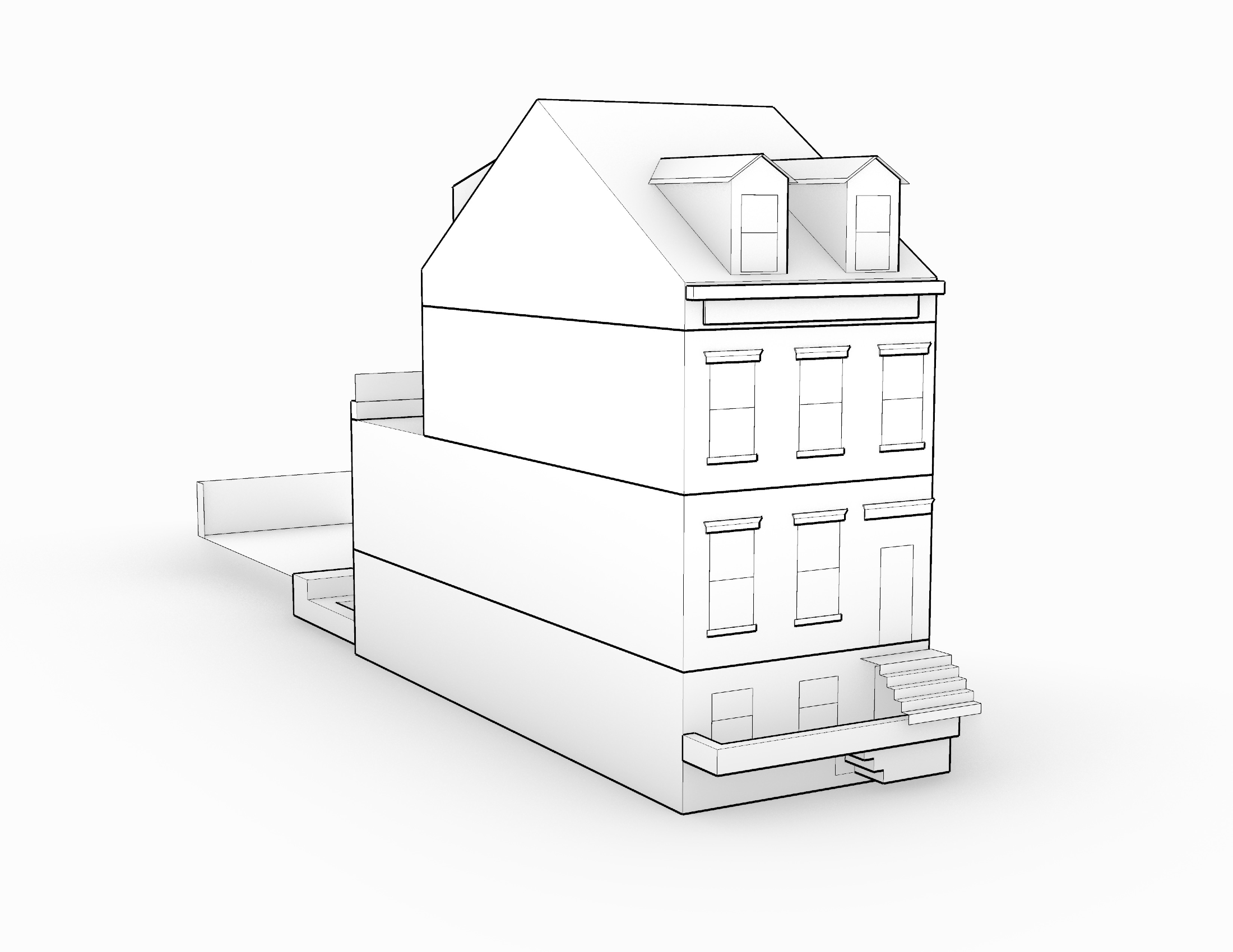 Isometric rendering of the 2606 Vandam retrofit model